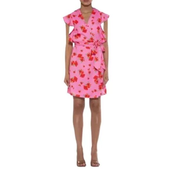 Alexia Admor Maia Flutter Sleeve Wrap Mini Dress 4 NWT - Picture 1 of 5